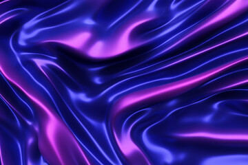Obraz premium Waves of liquid metal. Purple-blue smooth curves. Shiny abstract 3d render