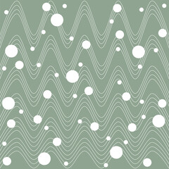 seamless pattern with waves and circles, abstract vector art, colorful texture in green and white, abstract graphic ornament, repeating patterm, ideal for fashion, textiles and paper design
