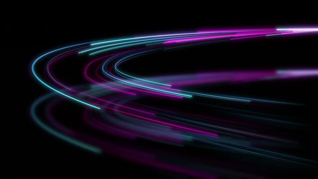 Glowing neon stripes. Information distribution, and data transmission concept. Seamless loop animation
