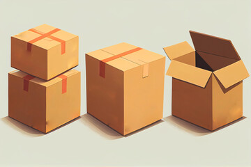Pile of stacked sealed goods cardboard boxes. Delivery boxes Generative