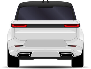 realistic SUV car. back view.