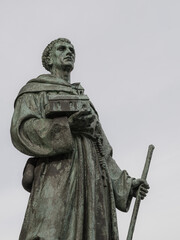 Saint Ansgar bronze statue in front of Marble Church in Copenhagen