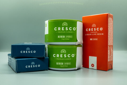 December 23 2021: Cresco Labs Cannabis Packaging Medical Vapes and Flower stacked