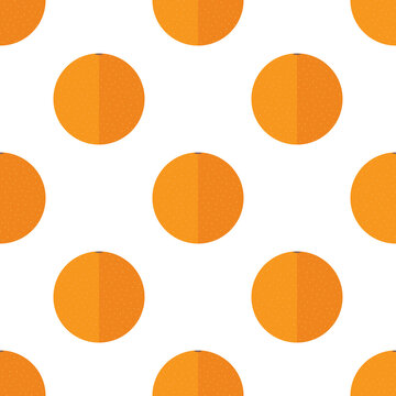 Seamless pattern with fresh oranges in flat style