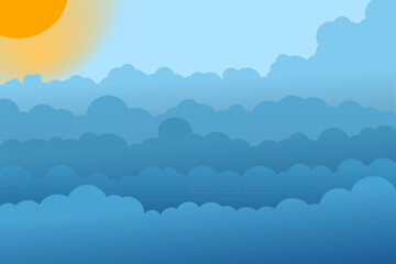 Sky and Clouds, Beautiful Background. Stylish design with a flat, cartoon poster, flyers, postcards, web banners. holiday mood, airy atmosphere. Isolated Object. Design Material. Vector illustration.