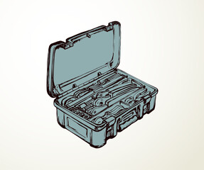Suitcase with tools. Vector drawing