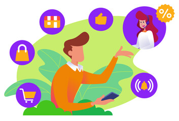 Omnichannel digital customer service marketing and sales promotion for business.