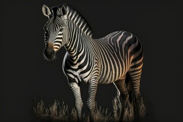 Fototapeta na wymiar Kruger Park, the plains zebra (equus quagga), the common zebra (equus burchellii),. Generative AI