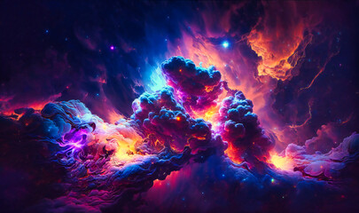 Fototapeta premium They marveled at the beauty of a nearby nebula, its swirling clouds of gas and dust like an abstract painting in the cosmos