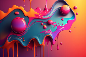 Floating Colors: Abstract Stock Illustration with floating colors. Ai generated.