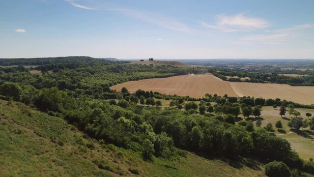 Coombe Hill Buckinghamshire Valley Countryside Aerial Drone Flyover 1