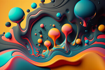 Floating Colors: Abstract Stock Illustration with floating colors. Ai generated. - obrazy, fototapety, plakaty
