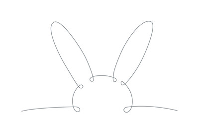 Easter bunny continues line hand draw element. Vector stock illustration minimalism design isolated on white background. Editable stroke single line. 
