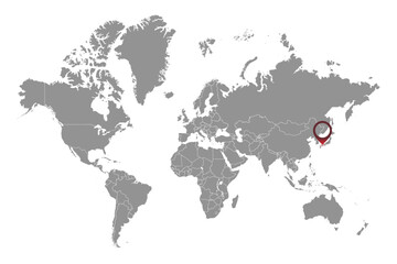 Seto Inland Sea on the world map. Vector illustration.