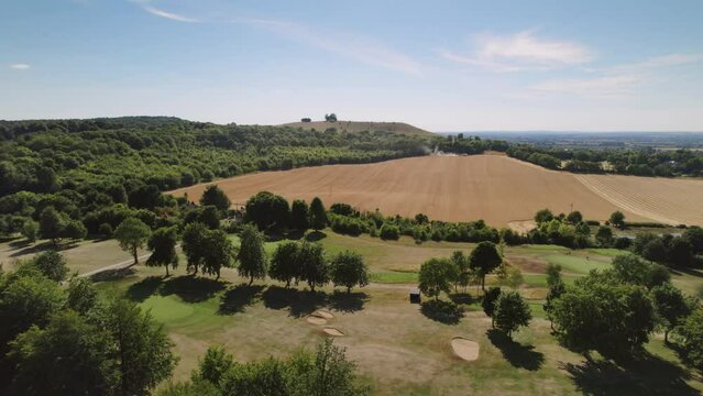 Coombe Hill Buckinghamshire Countryside Field Aerial Drone Flyover 1