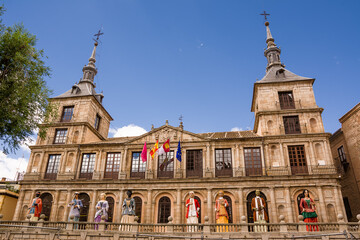 Fototapeta na wymiar Facade of the building of the municipality of Toledo, Castilla La Mancha, Spain