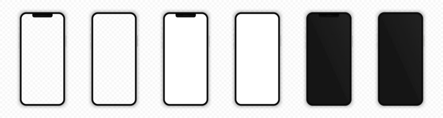 Realistic smartphone mockup. Mobile phones display templates. Realistic smartphone templates. Vector phone mockup set. Vector graphic EPS 10