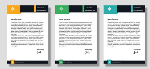 modern business letterhead template vector company letterhead design in three options