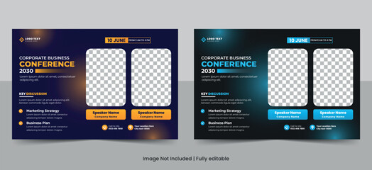 Abstract business conference event flyer template and landscape Online webinar poster banner design