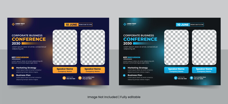 Abstract business conference event flyer template and landscape Online webinar poster banner design