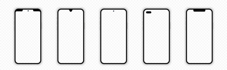 Realistic smartphone templates. Vector phone mockup set. Vector graphic
