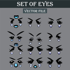 Set of eyes expressions vector file