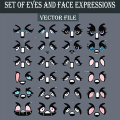 Set of eyes expressions vector file