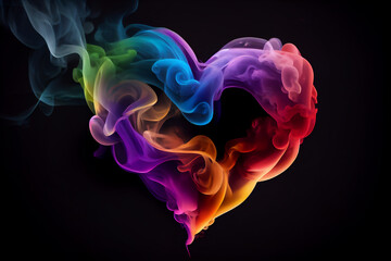 Fototapeta na wymiar heart of smoke and color, ai generated, Generative AI