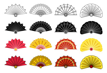 Folding Fan in flat style isolated