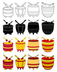 Chinese Drum in flat style isolated