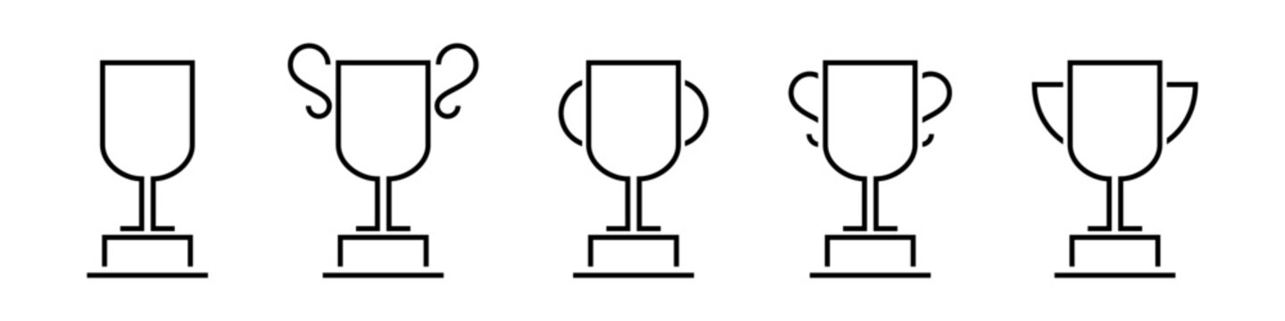 Trophy cup icon set. Champion cup. Champion trophy. Trophy icon set.
