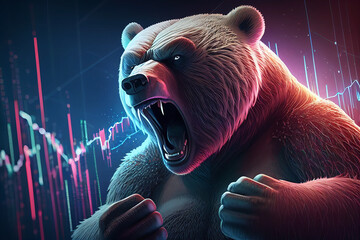Aggressive Trading: Angry Bear Takes on the Stock Market with Epic Realism and Amazing Color Tones - Generate IA