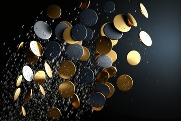 Quite literally, raining down from the sky like so many golden coins. a lone image of gold coins. Generative AI