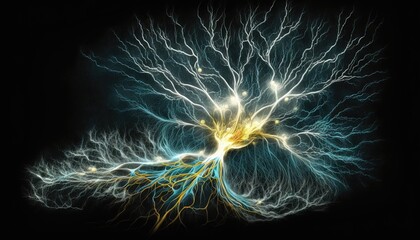 Synapses neurales scientifiques multicolores du cerveau humain. Id&eacute;al comme fond d'&eacute;cran.