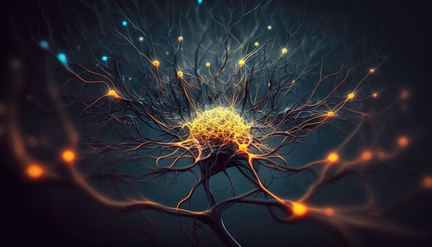 Synapses neurales scientifiques multicolores du cerveau humain. Id&eacute;al comme fond d'&eacute;cran.