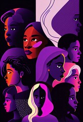 Naklejka na ściany i meble International Women's Day,feminism,women of different cultures together ,generative AI