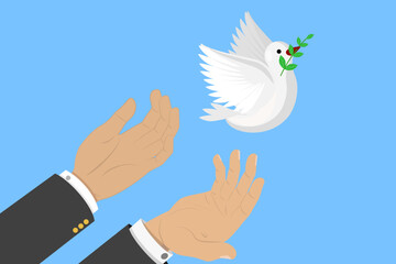 3D Isometric Flat Vector Conceptual Illustration of Dove of Peace, Flying White Pigeon