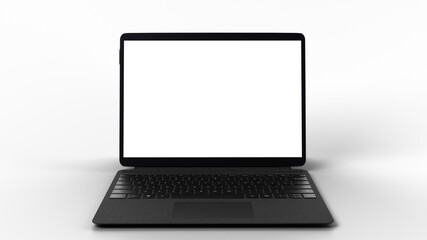 Fototapeta na wymiar Surface Laptop with transparent screen and background for content placement