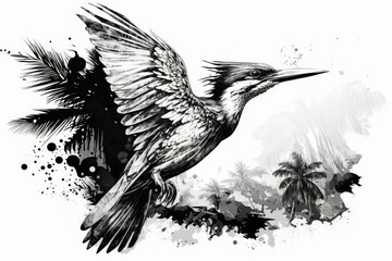 Rare bird found in the jungles of the tropics. Generative AI
