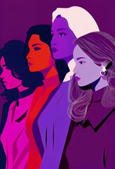 International Women's Day,feminism,women of different cultures together ,generative AI