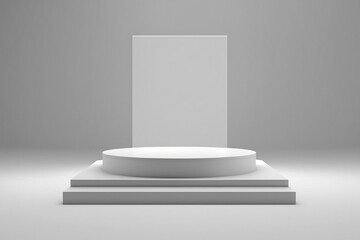 Fototapeta premium Platform or empty pedestal. Podium for product. White Box.