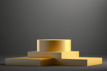 Platform or empty pedestal. Podium for product.
Yellow box