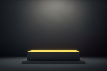 Platform or empty pedestal. Podium for product.
Yellow box