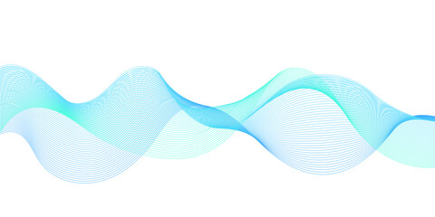 Abstract blue blend wave lines on transparent background.