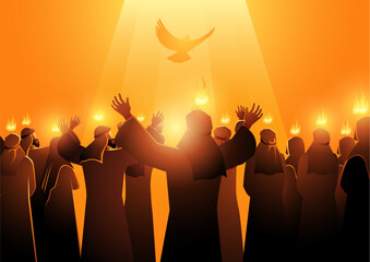 Biblical Silhouette Pentecost Holy Spirit ok - obrazy, fototapety, plakaty