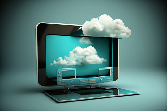 Cloud Computing Illustration. Ai generated.