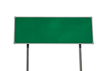 Blank green highway sign with cut out background.  