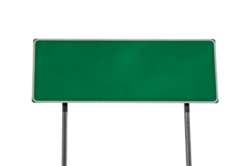 Blank green highway sign with cut out background.  