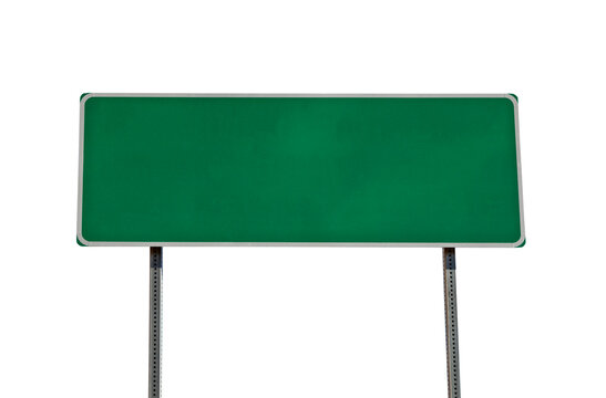 Blank green highway sign with cut out background.  
