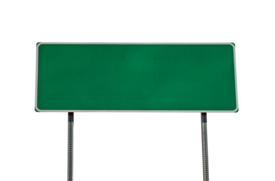 Blank green highway sign with cut out background.  